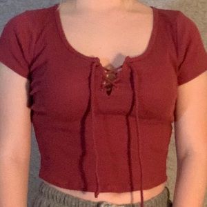 burgundy crop top